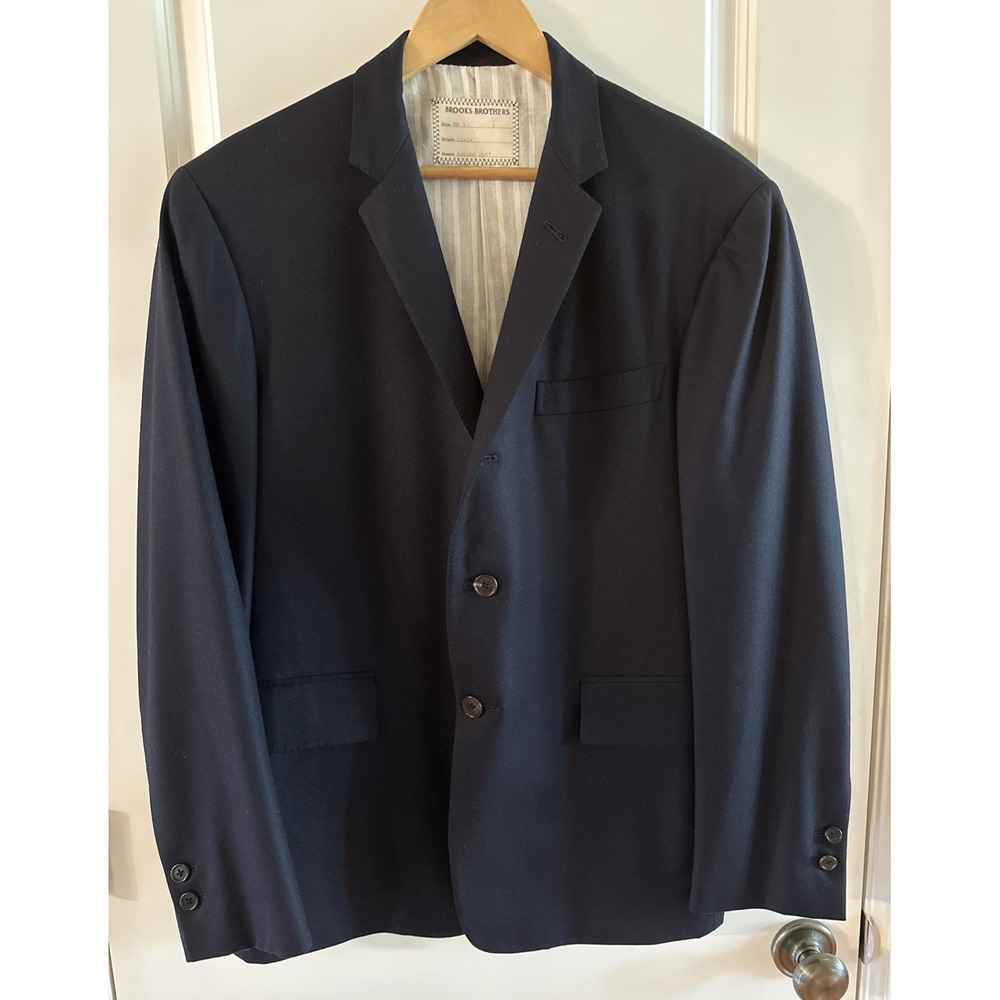 Brooks Brothers Blue 42R Blazer – 100% Wool, Made in Italy, Classic Sport Coat